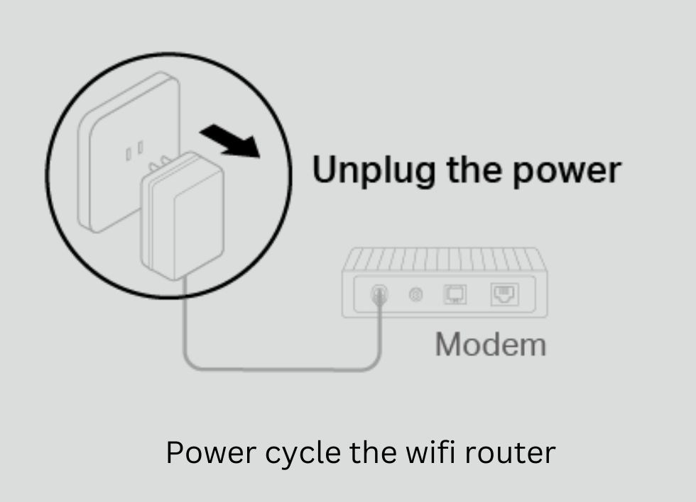 power cycling the wifi router