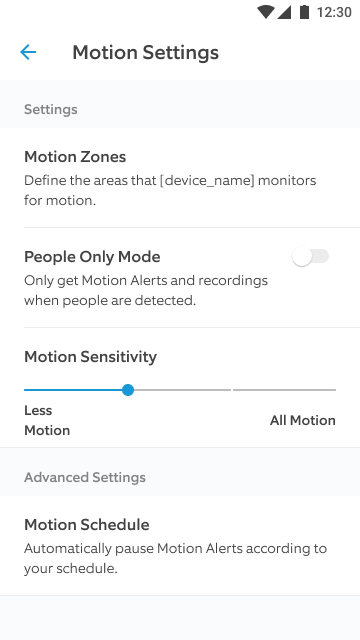 motion sensitivity settings